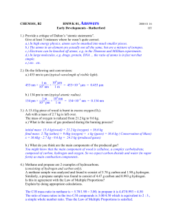 CHEM101, B2 HMWK 01, Answers Early Developments