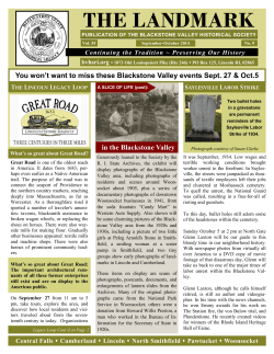 September 2014 - Blackstone Valley Historical Society