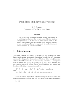Paul Erd˝os and Egyptian Fractions