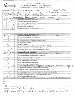 Score Sheet - City of Greenville, Texas