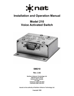 Installation and Operation Manual Model 210 Voice Activated Switch
