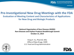 Pre-Investigational New Drug Meetings with the FDA