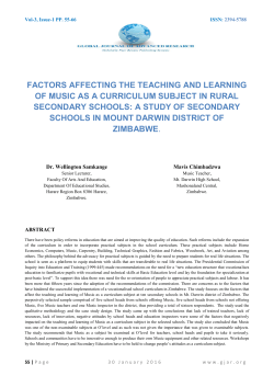 factors affecting the teaching and learning of music as a curriculum