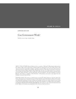 Can Government Work? - New York Law School Law Review