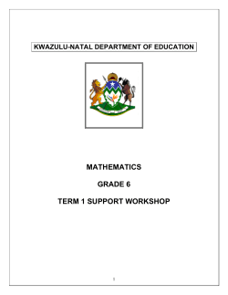 Mathematics Grade 6 Term 1 Support Workshop