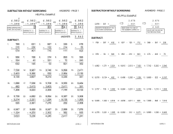 SUBTRACTION WITHOUT BORROWING SUBTRACT. ANSWERS