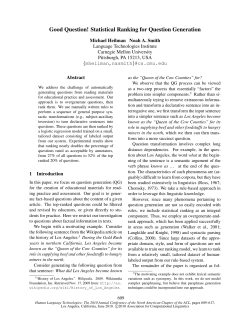 Good Question! Statistical Ranking for Question Generation
