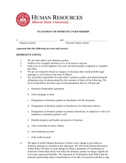 Statement of Domestic Partnership - Human Resources Illinois State