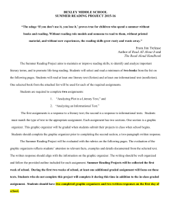 BEXLEY MIDDLE SCHOOL SUMMER READING PROJECT 2015