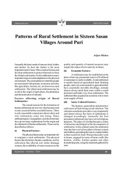 Patterns of Rural Settlement in Sixteen Sasan Villages