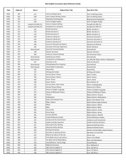 New English Curriculum Quick Reference Guide
