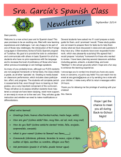 Sra. Garc&iacute;a`s Spanish Class Newsletter