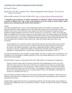 A Question of Fun: Adolescent Engagement in Dance
