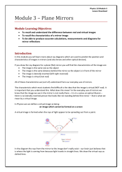 Module 3 &ndash; Plane Mirrors