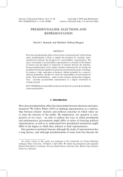 presidentialism, elections and representation