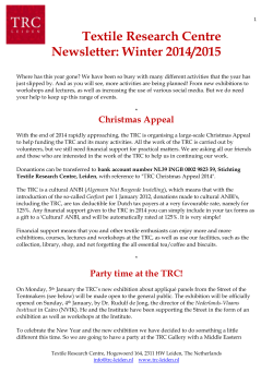 Newsletter Winter 2014/2015 - Textile Research Centre, Leiden