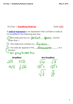10.2 Day 1 - Simplifying Radicals.notebook