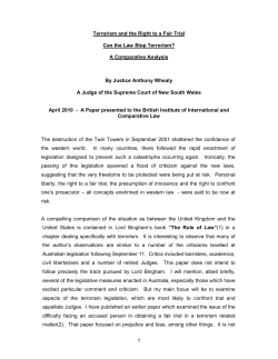 1 Terrorism and the Right to a Fair Trial Can the Law Stop