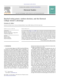 Banzhaf voting power, random elections, and the Electoral College