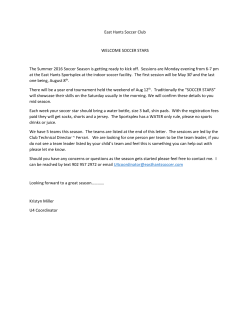 East Hants Soccer Club WELCOME SOCCER STARS The Summer