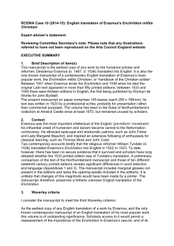 (2014-15): English translation of Erasmus`s Enchiridion militis