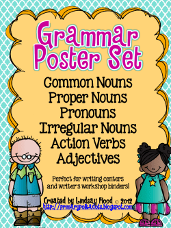 Common Nouns Proper Nouns Pronouns Irregular Nouns Action