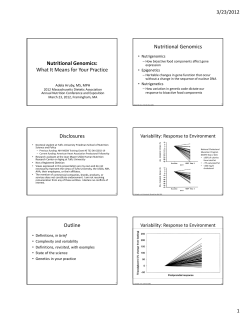 Nutritional Genomics - Massachusetts Dietetic Association