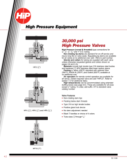 30,000 psi High Pressure Valves High Pressure Equipment