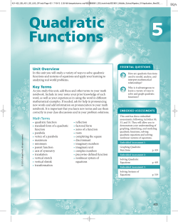 Quadratic Functions - KO Knudson Middle School