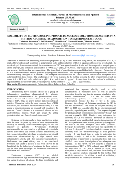 SOLUBILITY OF FLUTICASONE PROPIONATE IN