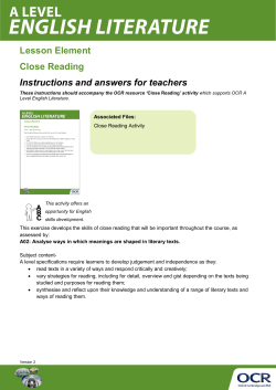 Close reading skills - Teacher instructions - Lesson element