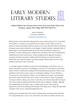 Claudia Goldstein, Pieter Bruegel and the Culture of the Early