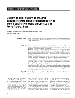 Quality of care, quality of life, and attitudes toward disabilities