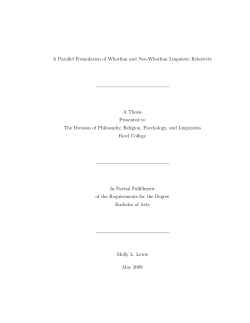 A Parallel Formulation of Whorfian and Neo