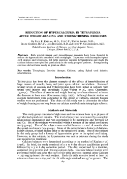 Reduction of hypercalciuria in tetraplegia after weight