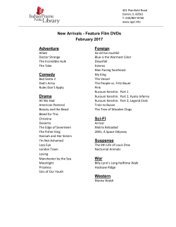 New Arrivals - Feature Film DVDs February 2017 Adventure Foreign