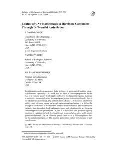 Control of CNP Homeostasis in Herbivore Consumers Through