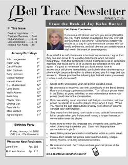 January 2016 Newsletter