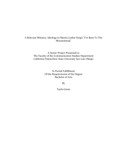 A Relevant Ministry: Ideology in Martin Luther King`s "I`ve been to the