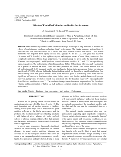 Effects of Emulsified Vitamins on Broiler Performance