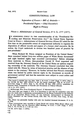 Presidential Papers - Chief Executive`s Right to Privacy