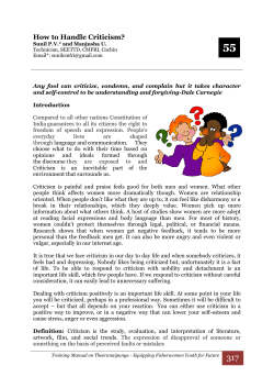 How to Handle Criticism?