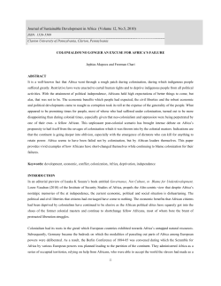 Colonialism No Longer an Excuse for Africa`s Failure