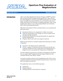 AN 320: OpenCore Plus Evaluation of Megafunctions