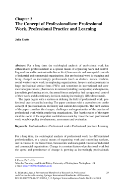 The Concept of Professionalism: Professional Work, Professional
