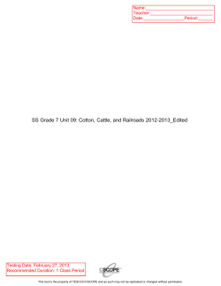 SS Grade 7 Unit 09: Cotton, Cattle, and Railroads 2012