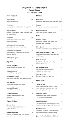 Lunch Menu - Niagara-on-the