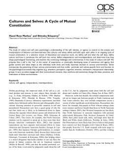 Cultures and Selves: A Cycle of Mutual Constitution