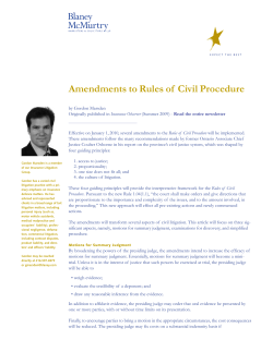 Amendments to Rules of Civil Procedure