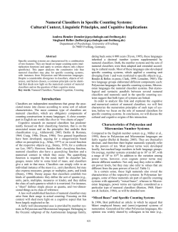 Numeral Classifiers in Specific Counting Systems
